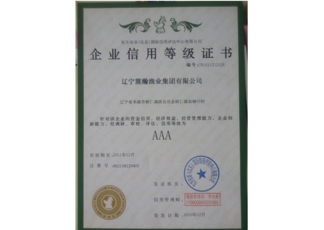 企业信用等级证书